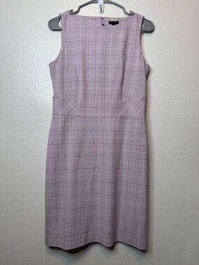 Ann Taylor Lilac Plaid Sleeveless Sheath Dress Size 4 Pastel Soft Girl Festive